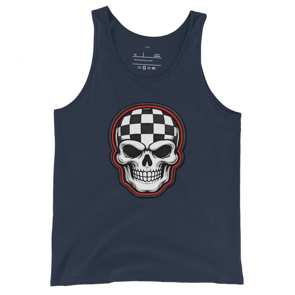 Męska koszulka na ramiączkach „Checkered Skull” – tank top z czaszką w szachownicę| Zarn.pl Męska koszulka na ramiączkach „Checkered Skull” – tank top z czaszką w szachownicę - obrazek 3
