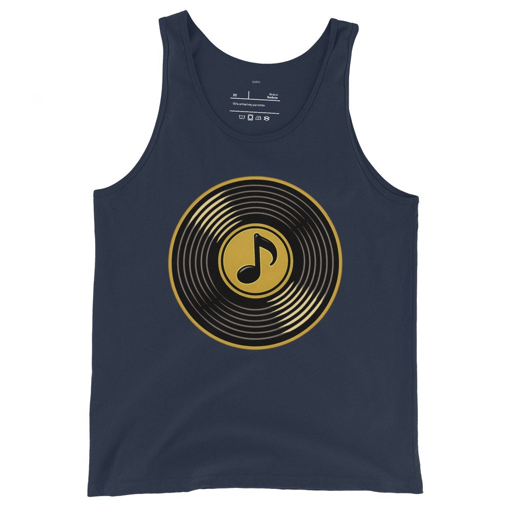 Męska koszulka na ramiączkach „Vinyl Music” – tank top z płytą winylową i nutą muzyczną| Zarn.pl Męska koszulka na ramiączkach „Vinyl Music” – tank top z płytą winylową i nutą muzyczną - obrazek 3