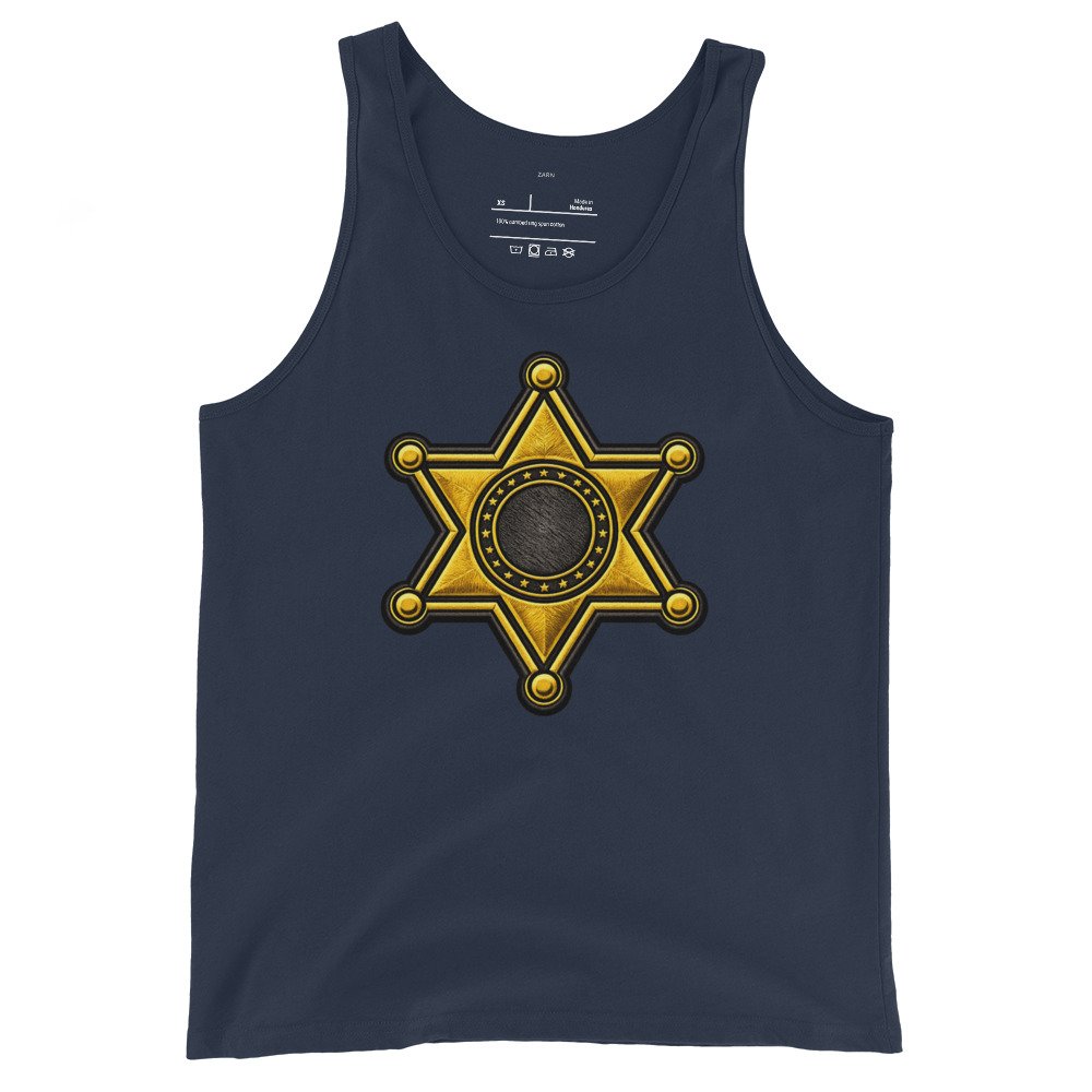 Męska koszulka na ramiączkach „Sheriff Star” – tank top z gwiazdą szeryfa| Zarn.pl Męska koszulka na ramiączkach „Sheriff Star” – tank top z gwiazdą szeryfa - obrazek 3