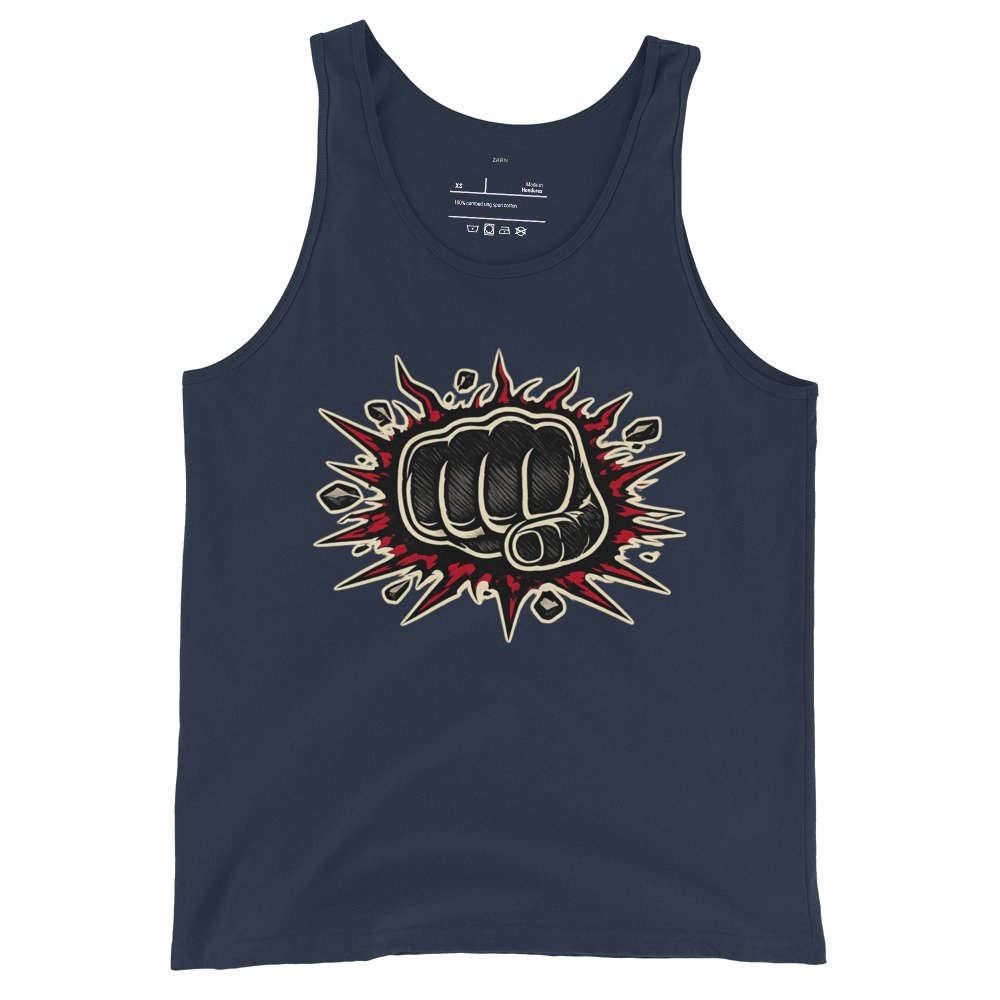 Męska koszulka na ramiączkach „Power Punch” – tank top z motywem pięści| Zarn.pl Męska koszulka na ramiączkach „Power Punch” – tank top z motywem pięści - obrazek 3