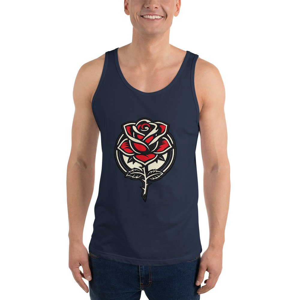 Męska koszulka na ramiączkach „Red Rose” – tank top z czerwoną różą| Zarn.pl Męska koszulka na ramiączkach „Red Rose” – tank top z czerwoną różą - obrazek 9