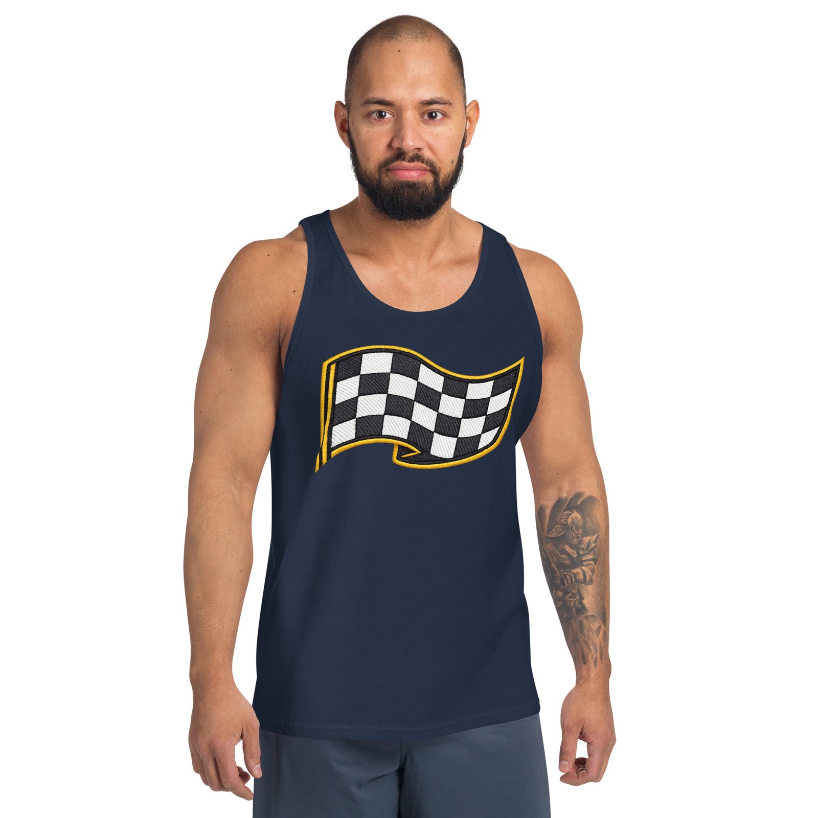 Męska koszulka na ramiączkach „Race Victory” – tank top z flagą wyścigową| Zarn.pl Męska koszulka na ramiączkach „Race Victory” – tank top z flagą wyścigową - obrazek 8