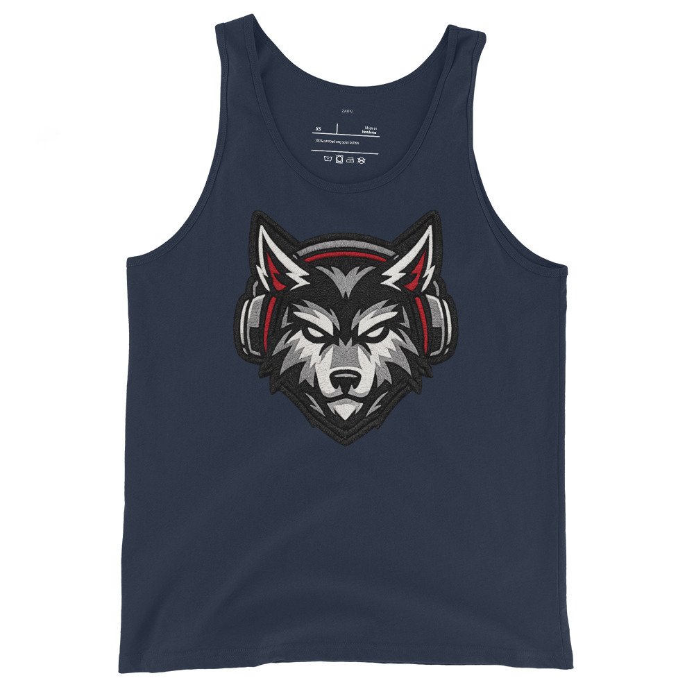 Męska koszulka na ramiączkach „Wolf Music” – tank top z wilkiem w słuchawkach| Zarn.pl Męska koszulka na ramiączkach „Wolf Music” – tank top z wilkiem w słuchawkach - obrazek 3