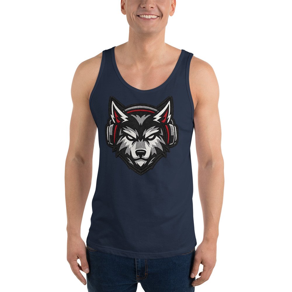 Męska koszulka na ramiączkach „Wolf Music” – tank top z wilkiem w słuchawkach| Zarn.pl Męska koszulka na ramiączkach „Wolf Music” – tank top z wilkiem w słuchawkach - obrazek 8