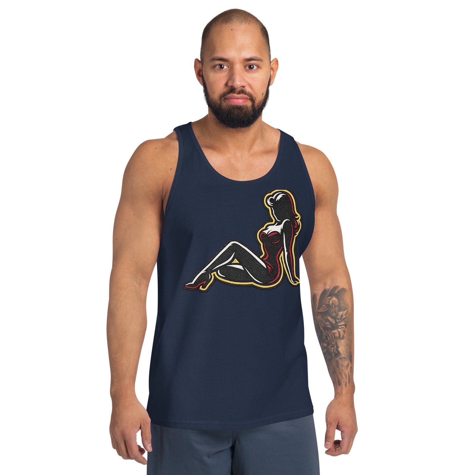 Męska koszulka na ramiączkach „Pin-Up Silhouette” – tank top z kobiecą grafiką| Zarn.pl Męska koszulka na ramiączkach „Pin-Up Silhouette” – tank top z kobiecą grafiką - obrazek 9