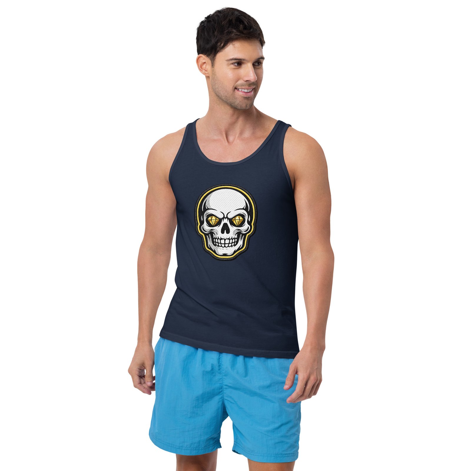Męska koszulka na ramiączkach „Diamond Skull” – tank top z czaszką i diamentowymi oczami| Zarn.pl Męska koszulka na ramiączkach „Diamond Skull” – tank top z czaszką i diamentowymi oczami - obrazek 8