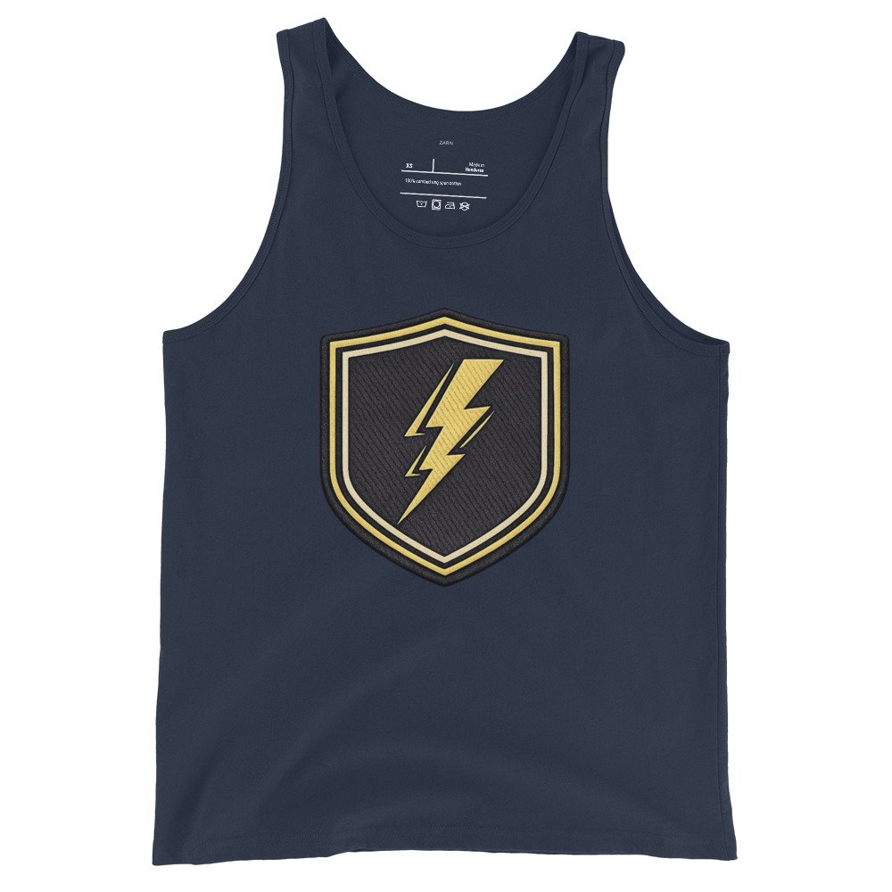 Męska koszulka na ramiączkach „Lightning Shield” – tank top z błyskawicą| Zarn.pl Męska koszulka na ramiączkach „Lightning Shield” – tank top z błyskawicą - obrazek 3
