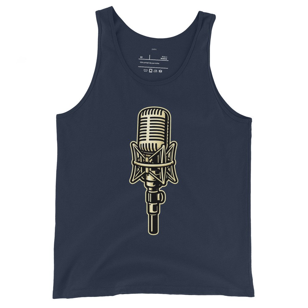 Męska koszulka na ramiączkach „Vintage Microphone” – tank top z mikrofonem studyjnym| Zarn.pl Męska koszulka na ramiączkach „Vintage Microphone” – tank top z mikrofonem studyjnym - obrazek 3