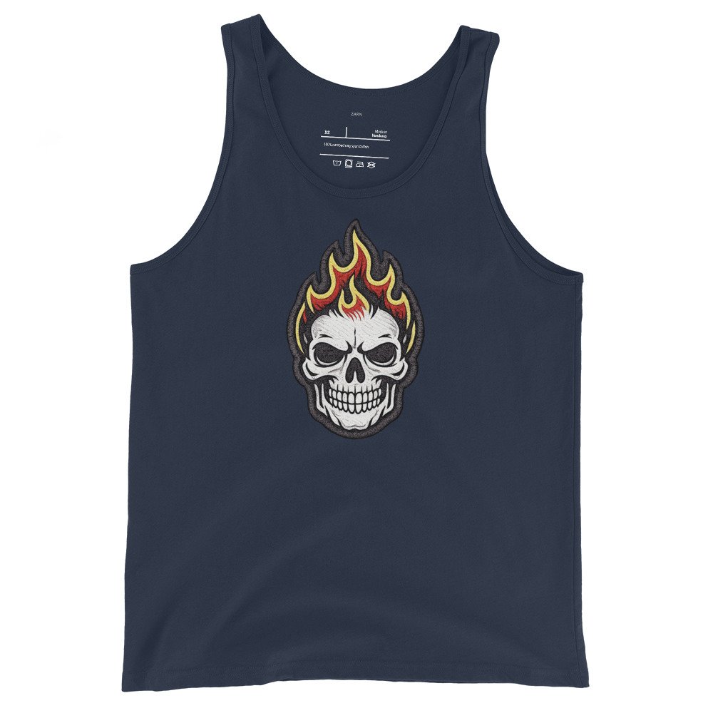 Męska koszulka na ramiączkach płonąca czaszka – tank top skull fire| Zarn.pl Męska koszulka na ramiączkach płonąca czaszka – tank top skull fire - obrazek 3