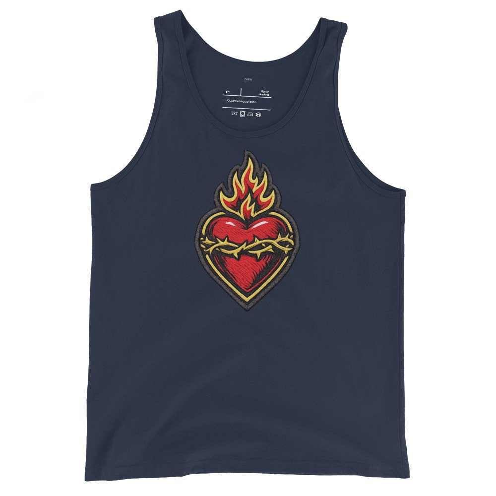 Męska koszulka na ramiączkach płonące serce – tank top sacred heart| Zarn.pl Męska koszulka na ramiączkach płonące serce – tank top sacred heart - obrazek 3