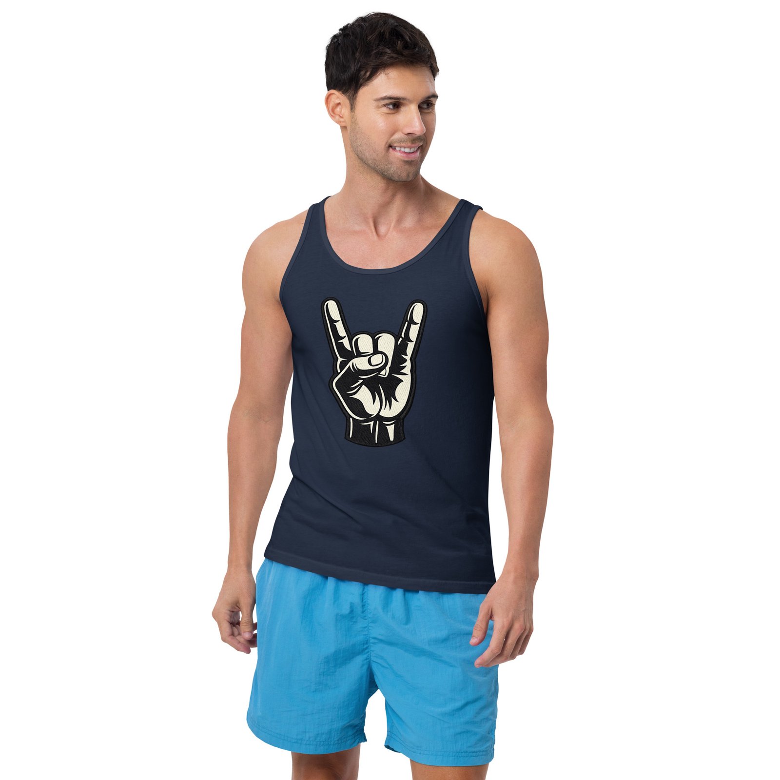 Męska koszulka na ramiączkach z dłonią rockową – tank top rock and roll| Zarn.pl Męska koszulka na ramiączkach z dłonią rockową – tank top rock and roll - obrazek 9