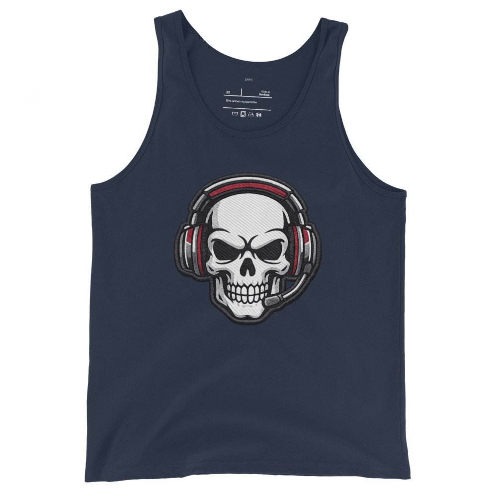 Męska koszulka na ramiączkach „Gaming Skull” – koszulka na ramiączkach z czaszką w słuchawkach| Zarn.pl Męska koszulka na ramiączkach „Gaming Skull” – koszulka na ramiączkach z czaszką w słuchawkach - obrazek 3