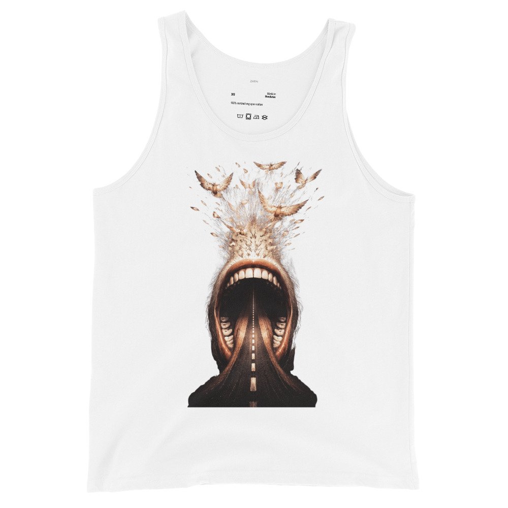 Koszulka na ramiączkach „Mind Escape” – artystyczna koszulka tank top surrealistyczna sztuka| Zarn.pl Koszulka na ramiączkach „Mind Escape” – artystyczna koszulka tank top surrealistyczna sztuka - obrazek 4