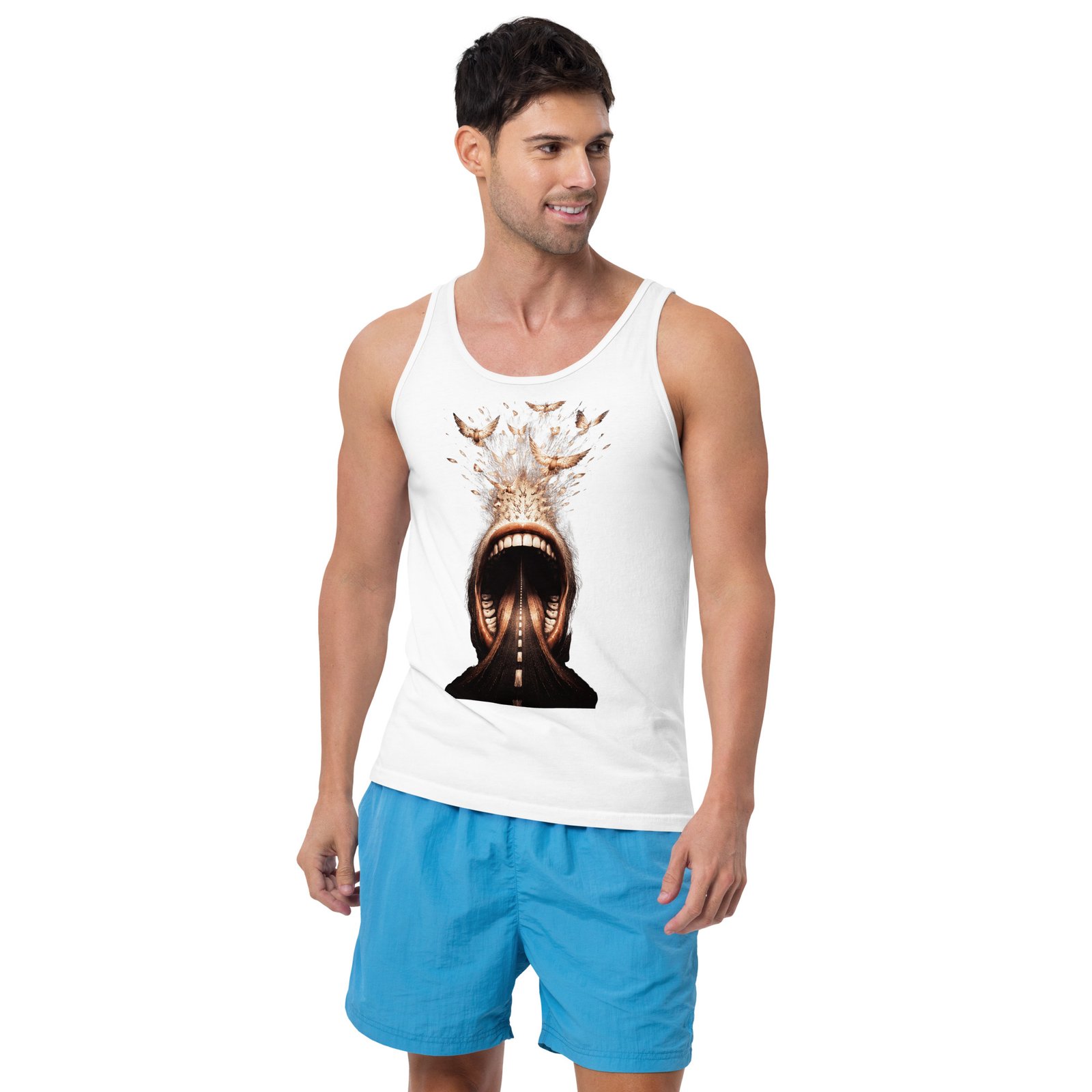 Koszulka na ramiączkach „Mind Escape” – artystyczna koszulka tank top surrealistyczna sztuka| Zarn.pl Koszulka na ramiączkach „Mind Escape” – artystyczna koszulka tank top surrealistyczna sztuka - obrazek 9