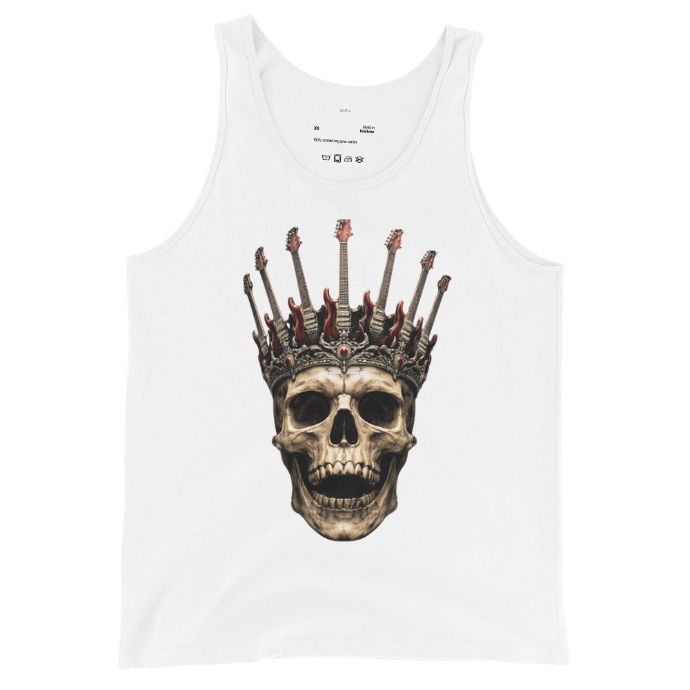Męska koszulka na ramiączkach „Skull Guitar King” – czaszka w koronie gitar| Zarn.pl Męska koszulka na ramiączkach „Skull Guitar King” – czaszka w koronie gitar - obrazek 4
