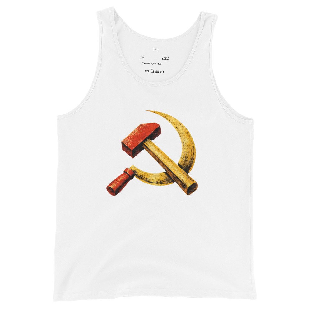 Męska koszulka na ramiączkach „Młot i Sierp PRL” – tank top retro z symbolem komunizmu| Zarn.pl Męska koszulka na ramiączkach „Młot i Sierp PRL” – tank top retro z symbolem komunizmu - obrazek 4