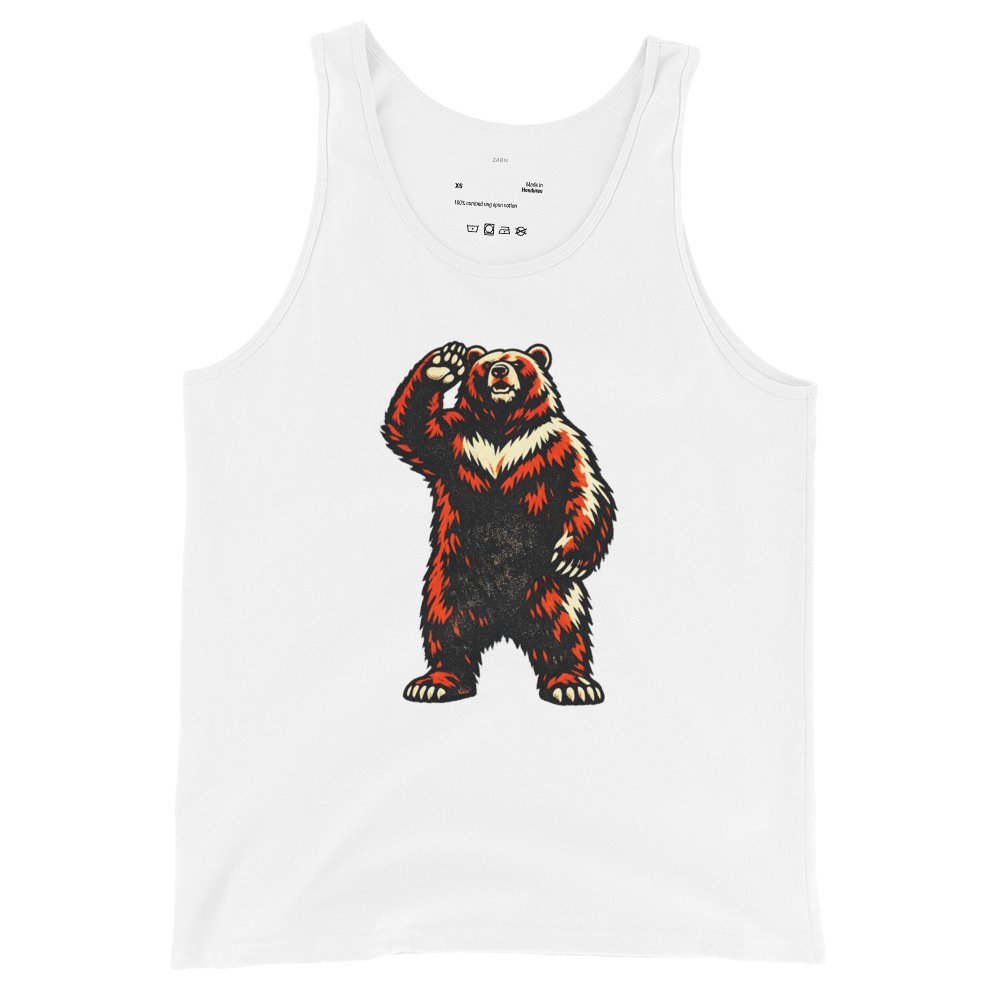 Męska koszulka na ramiączkach „Niedźwiedź PRL” – tank top retro z kultowym misiem vintage| Zarn.pl Męska koszulka na ramiączkach „Niedźwiedź PRL” – tank top retro z kultowym misiem vintage - obrazek 4