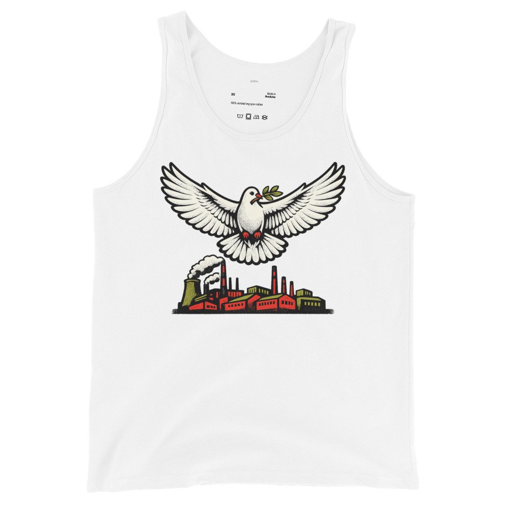 Koszulka na ramiączkach PRL „Gołąb Pokoju nad Fabryką” – tank top retro vintage| Zarn.pl Koszulka na ramiączkach PRL „Gołąb Pokoju nad Fabryką” – tank top retro vintage - obrazek 4