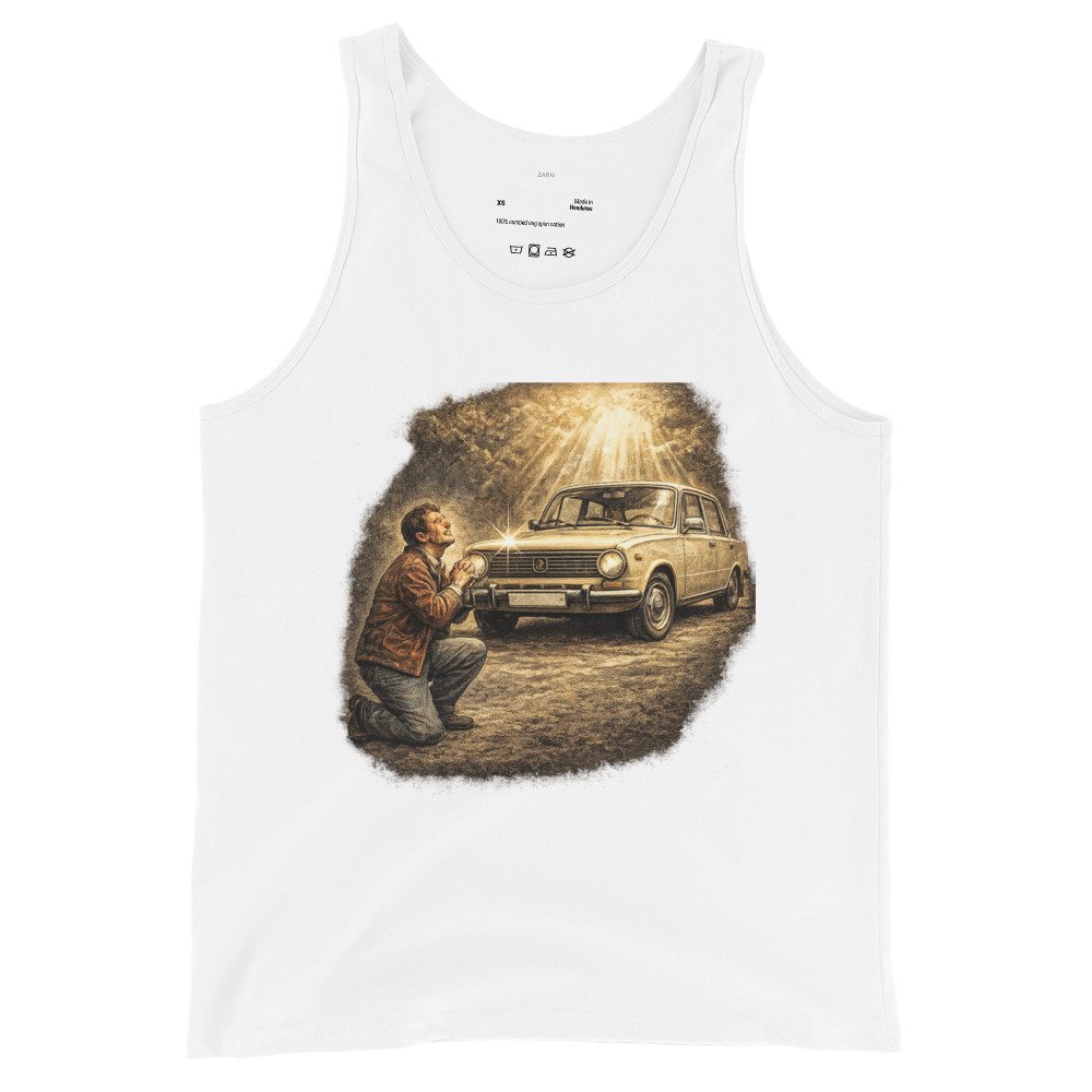 Koszulka na ramiączkach PRL „Cud Motoryzacji” – tank top retro samochód vintage| Zarn.pl Koszulka na ramiączkach PRL „Cud Motoryzacji” – tank top retro samochód vintage - obrazek 4