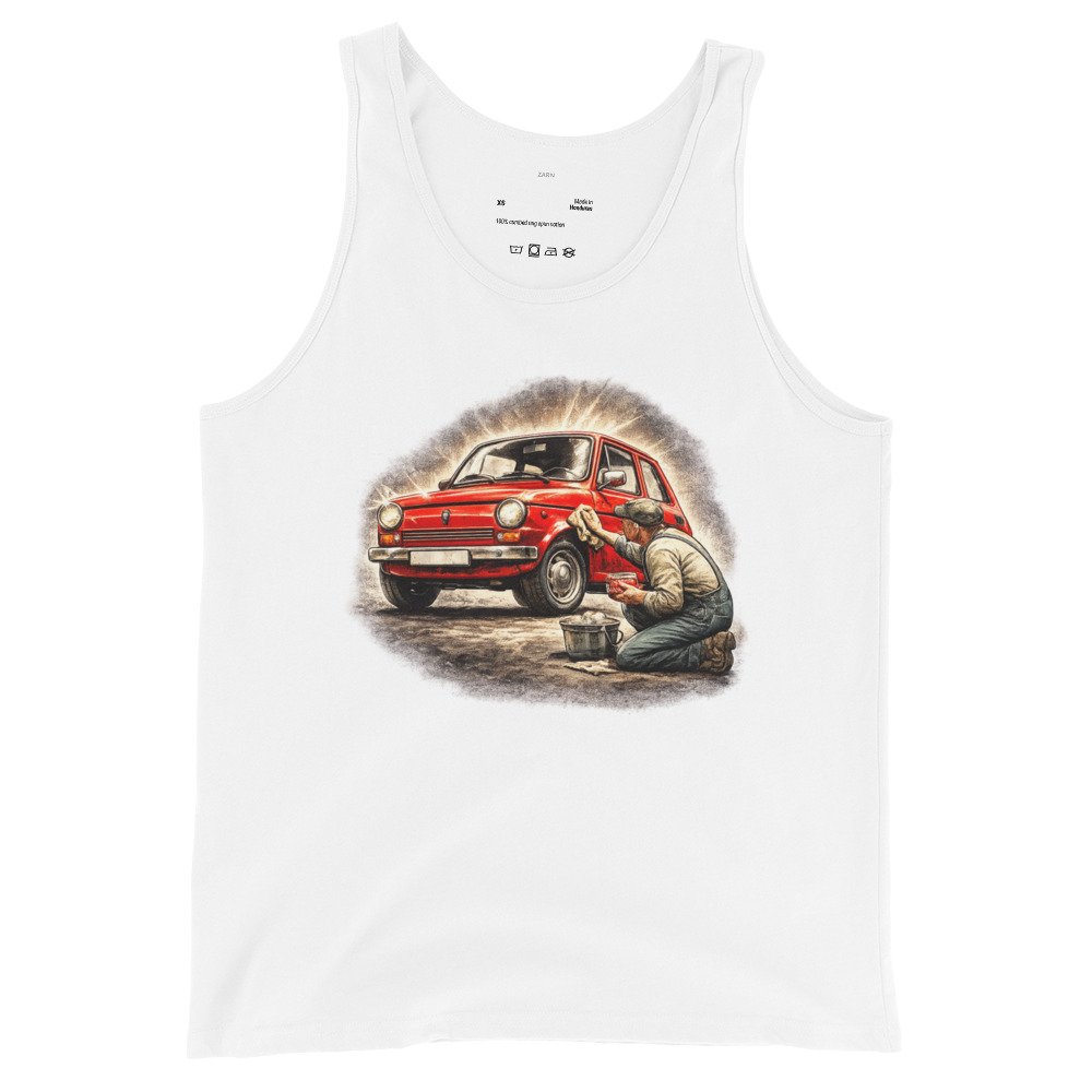 Koszulka na ramiączkach Fiat 126p „Maluch” – tank top PRL retro motoryzacja| Zarn.pl Koszulka na ramiączkach Fiat 126p „Maluch” – tank top PRL retro motoryzacja - obrazek 4