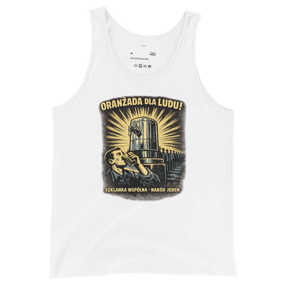 Koszulka na ramiączkach PRL „Oranżada dla Ludu” – tank top retro humor| Zarn.pl Koszulka na ramiączkach PRL „Oranżada dla Ludu” – tank top retro humor - obrazek 4