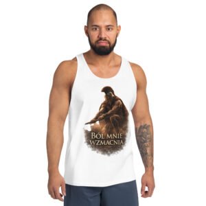męska koszulka tank top z motywem wojownika i siły charakteru