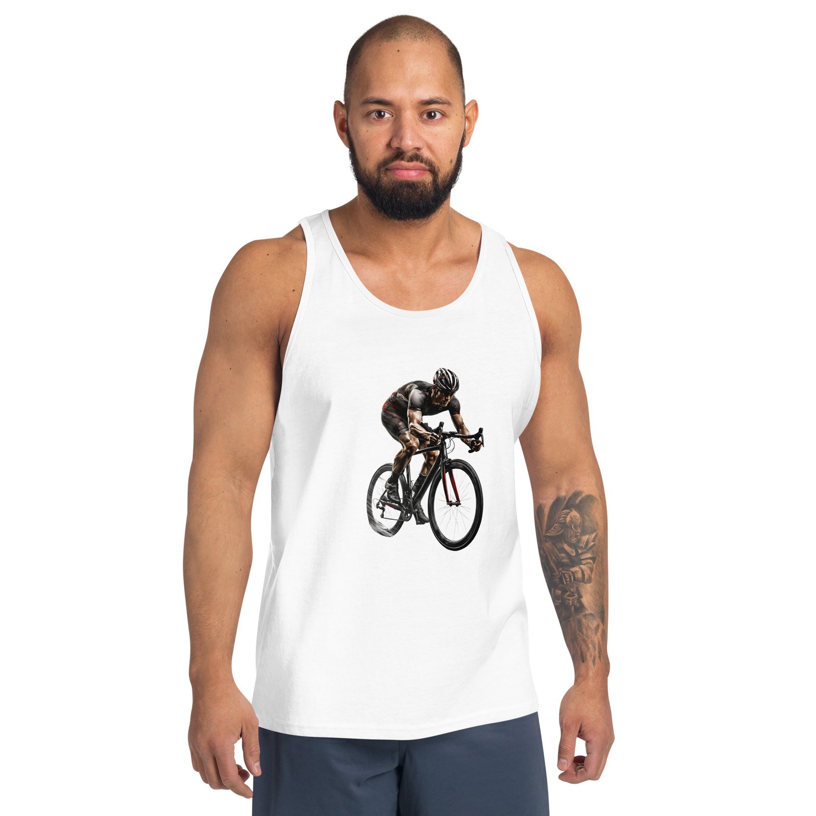 Męska koszulka na ramiączkach „Maksymalna Prędkość” – sportowa koszulka tank top z kolarzem szosowym| Zarn.pl sportowa koszulka tank top z kolarzem szosowym