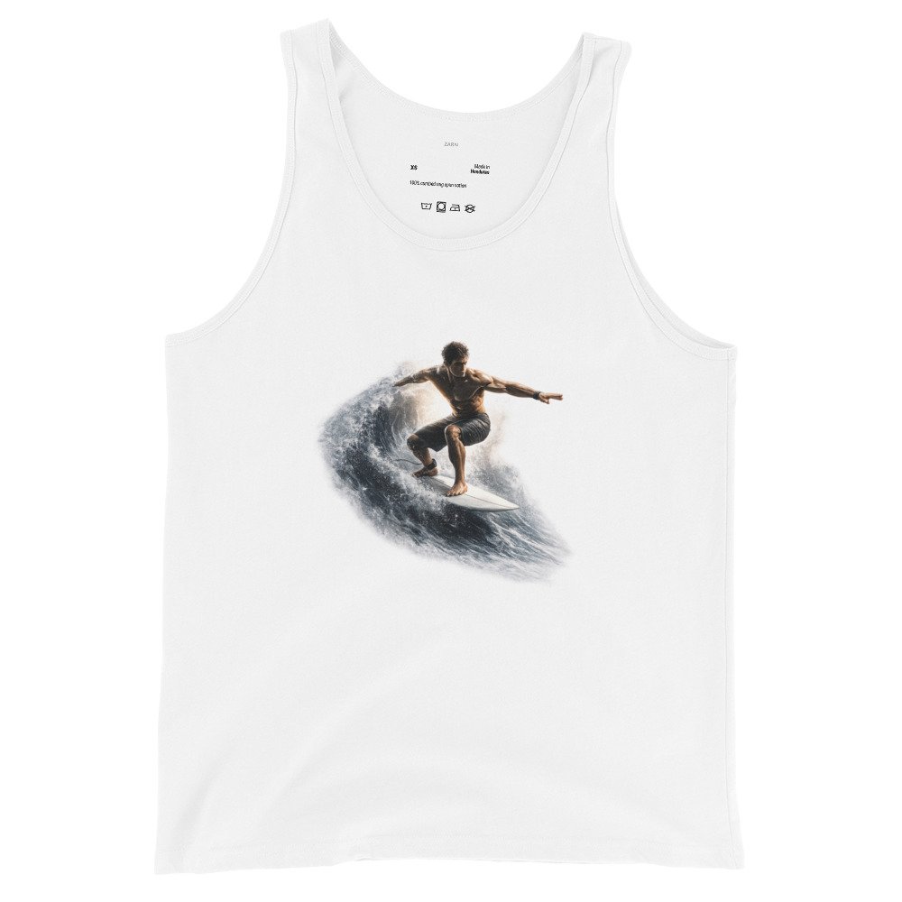 Męska koszulka na ramiączkach „Moc Fali” – sportowa koszulka tank top z surferem| Zarn.pl Męska koszulka na ramiączkach „Moc Fali” – sportowa koszulka tank top z surferem - obrazek 4
