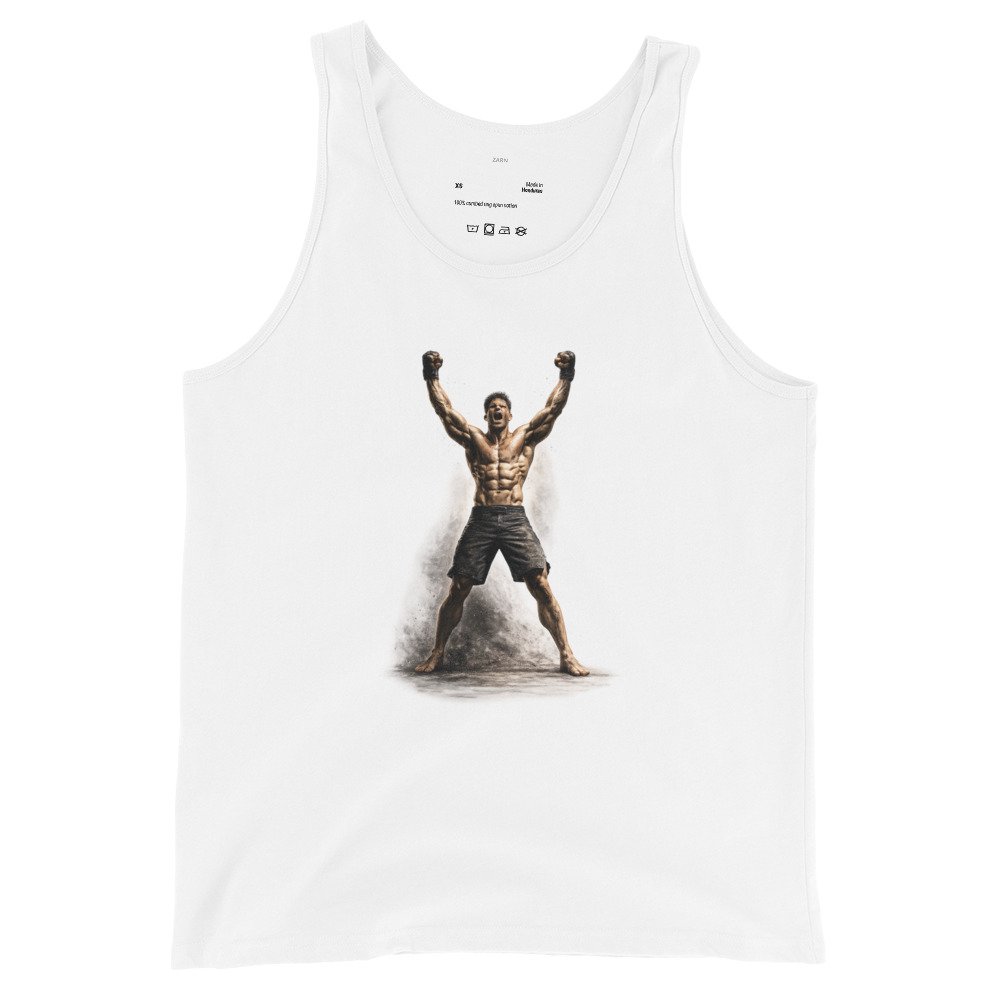 Męska koszulka na ramiączkach „Zwycięska Siła” – sportowa koszulka tank top z zawodnikiem fitness| Zarn.pl Męska koszulka na ramiączkach „Zwycięska Siła” – sportowa koszulka tank top z zawodnikiem fitness - obrazek 4