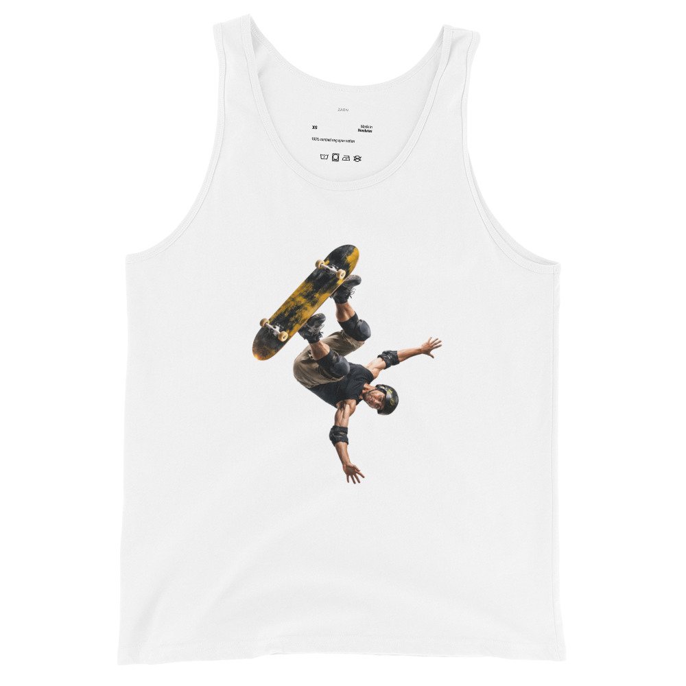 Męska koszulka na ramiączkach „Skate Air” – sportowa koszulka tank top ze skaterem| Zarn.pl Męska koszulka na ramiączkach „Skate Air” – sportowa koszulka tank top ze skaterem - obrazek 4