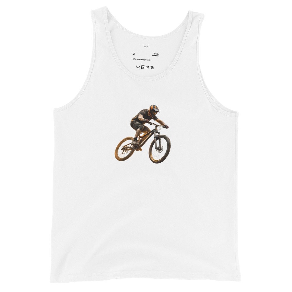 Męska koszulka na ramiączkach „Downhill Ride” – sportowa koszulka tank top z rowerzystą MTB| Zarn.pl Męska koszulka na ramiączkach „Downhill Ride” – sportowa koszulka tank top z rowerzystą MTB - obrazek 4