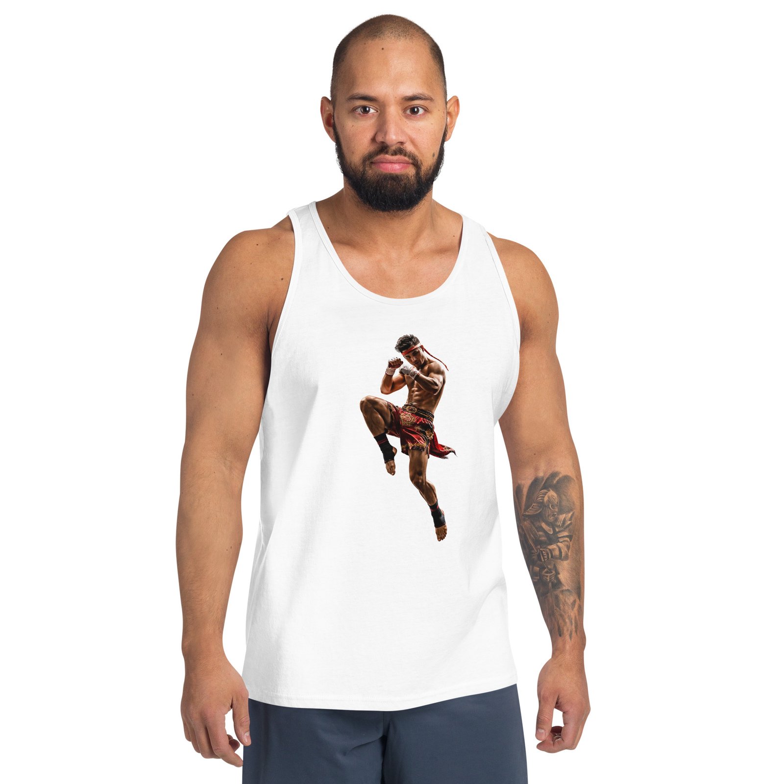 Męska koszulka na ramiączkach „Muay Thai Fighter” – sportowa koszulka tank top Muay Thai| Zarn.pl sportowa koszulka tank top Muay Thai