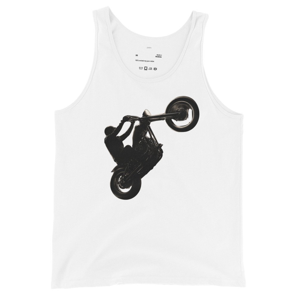 Męska koszulka na ramiączkach „Wheelie Rider” – stunt motocyklowy Auto-Moto| Zarn.pl Męska koszulka na ramiączkach „Wheelie Rider” – stunt motocyklowy Auto-Moto - obrazek 4