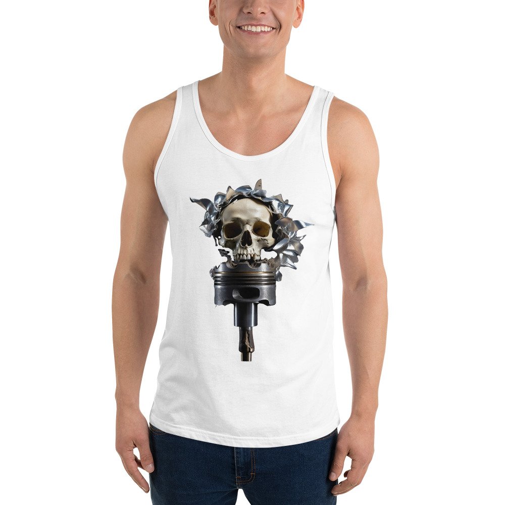 Męska koszulka na ramiączkach „Skull Engine” – czaszka i tłok silnika Auto-Moto| Zarn.pl Męska koszulka na ramiączkach „Skull Engine” – czaszka i tłok silnika Auto-Moto - obrazek 9