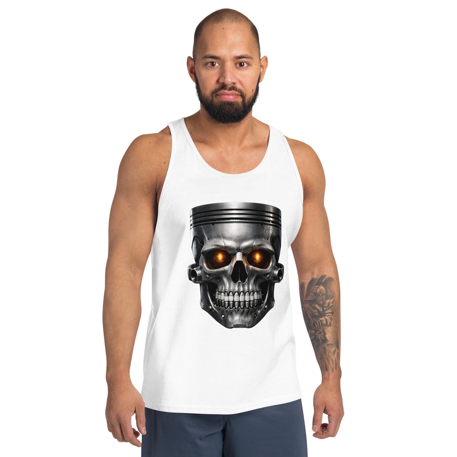 Męska koszulka na ramiączkach „Piston Skull” – koszulka auto-moto z mechaniczną czaszką tłoka| Zarn.pl Męska koszulka na ramiączkach „Piston Skull” – koszulka auto-moto z mechaniczną czaszką tłoka - obrazek 9