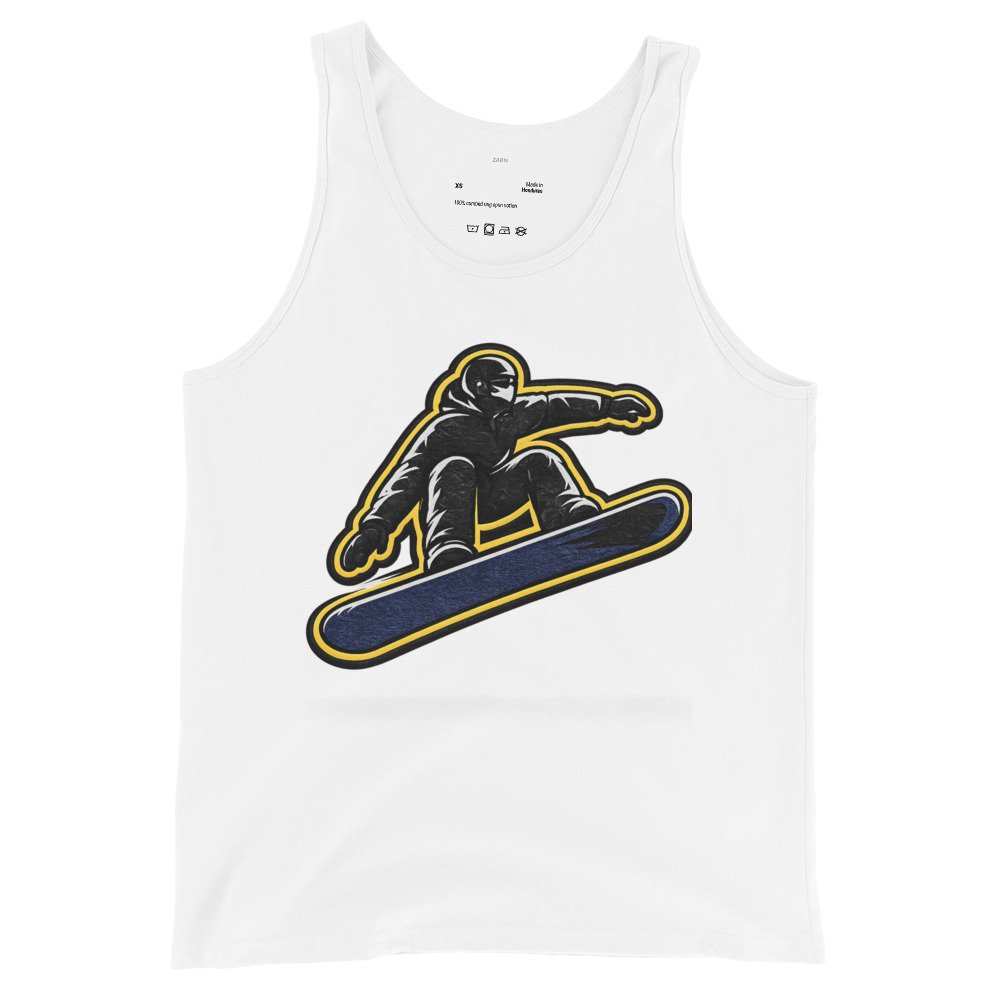 Męska koszulka na ramiączkach „Snowboard Jump” – koszulka tank top ze snowboardzistą w akcji| Zarn.pl Męska koszulka na ramiączkach „Snowboard Jump” – koszulka tank top ze snowboardzistą w akcji - obrazek 4