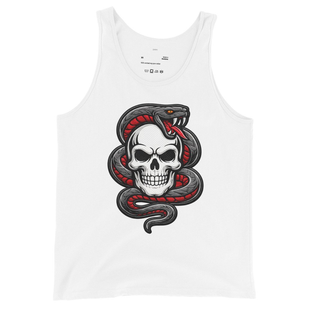 Męska koszulka na ramiączkach „Snake Skull” – tank top z czaszką i wężem| Zarn.pl Męska koszulka na ramiączkach „Snake Skull” – tank top z czaszką i wężem - obrazek 4