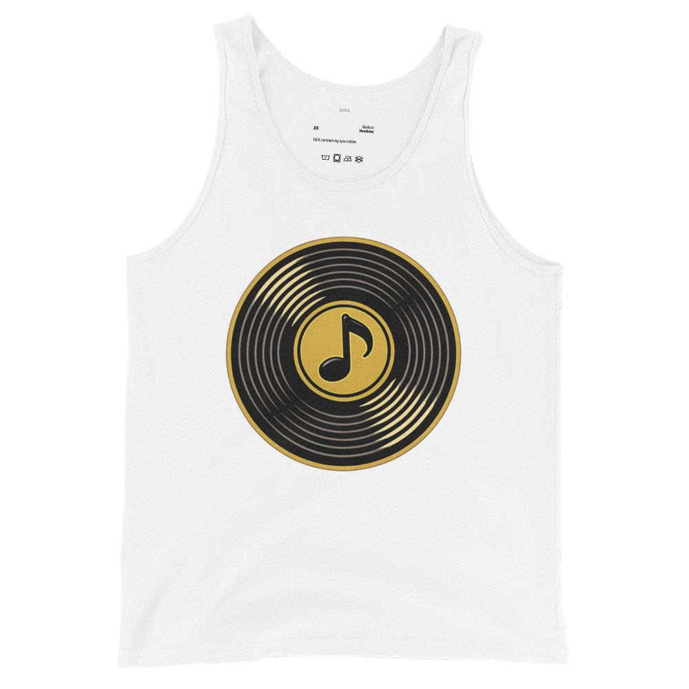 Męska koszulka na ramiączkach „Vinyl Music” – tank top z płytą winylową i nutą muzyczną| Zarn.pl Męska koszulka na ramiączkach „Vinyl Music” – tank top z płytą winylową i nutą muzyczną - obrazek 4