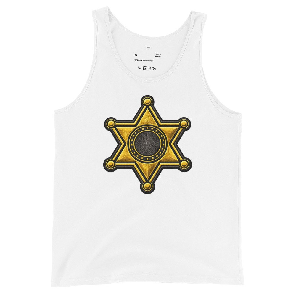 Męska koszulka na ramiączkach „Sheriff Star” – tank top z gwiazdą szeryfa| Zarn.pl Męska koszulka na ramiączkach „Sheriff Star” – tank top z gwiazdą szeryfa - obrazek 4