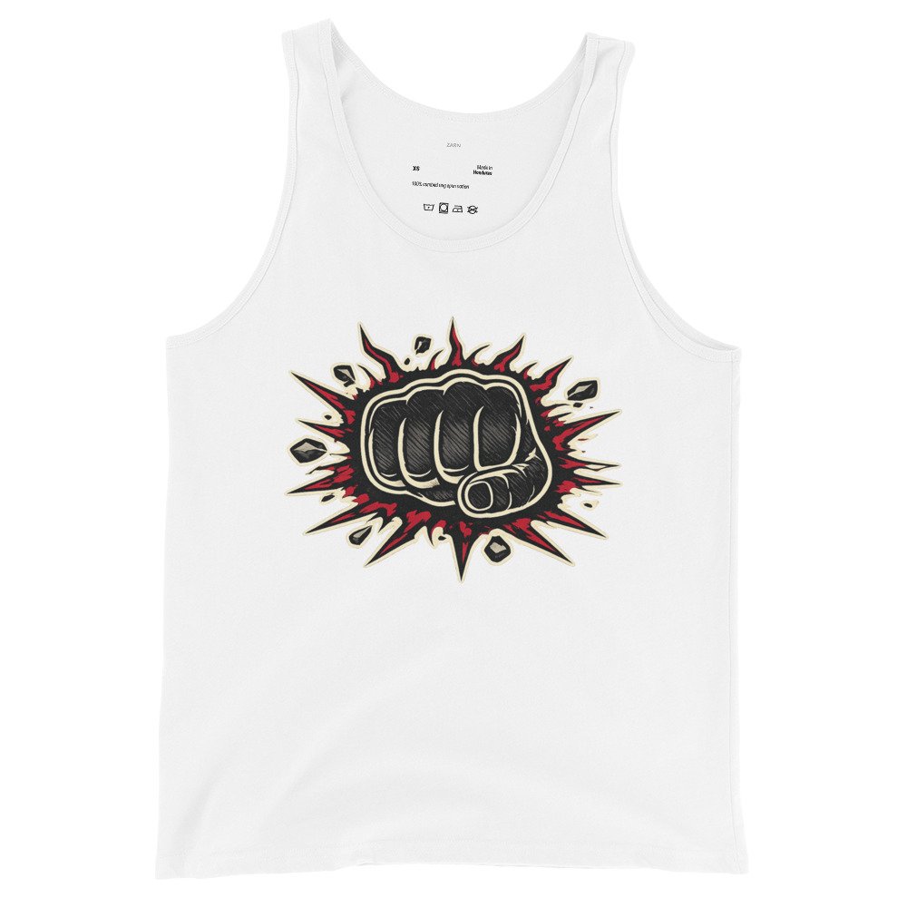 Męska koszulka na ramiączkach „Power Punch” – tank top z motywem pięści| Zarn.pl Męska koszulka na ramiączkach „Power Punch” – tank top z motywem pięści - obrazek 4