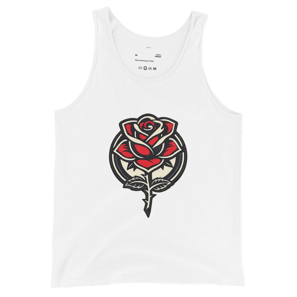 Męska koszulka na ramiączkach „Red Rose” – tank top z czerwoną różą| Zarn.pl Męska koszulka na ramiączkach „Red Rose” – tank top z czerwoną różą - obrazek 4