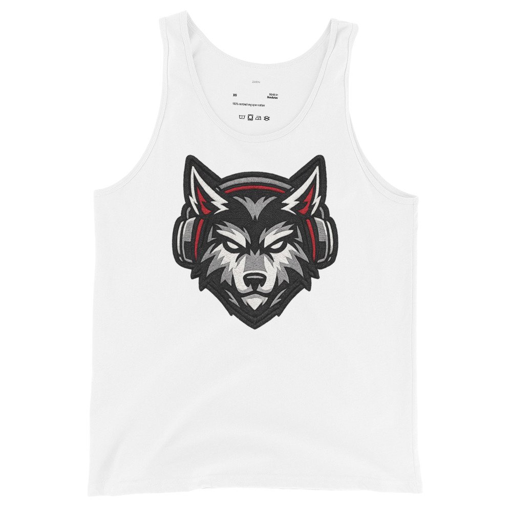 Męska koszulka na ramiączkach „Wolf Music” – tank top z wilkiem w słuchawkach| Zarn.pl Męska koszulka na ramiączkach „Wolf Music” – tank top z wilkiem w słuchawkach - obrazek 4