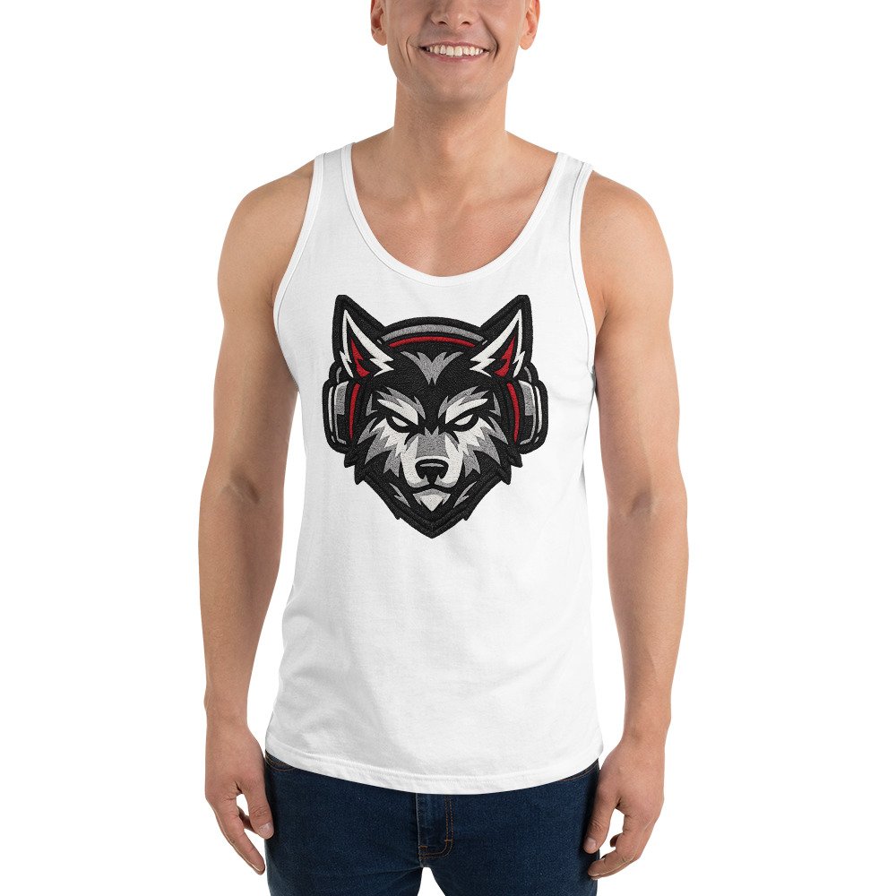 Męska koszulka na ramiączkach „Wolf Music” – tank top z wilkiem w słuchawkach| Zarn.pl Męska koszulka na ramiączkach „Wolf Music” – tank top z wilkiem w słuchawkach - obrazek 9