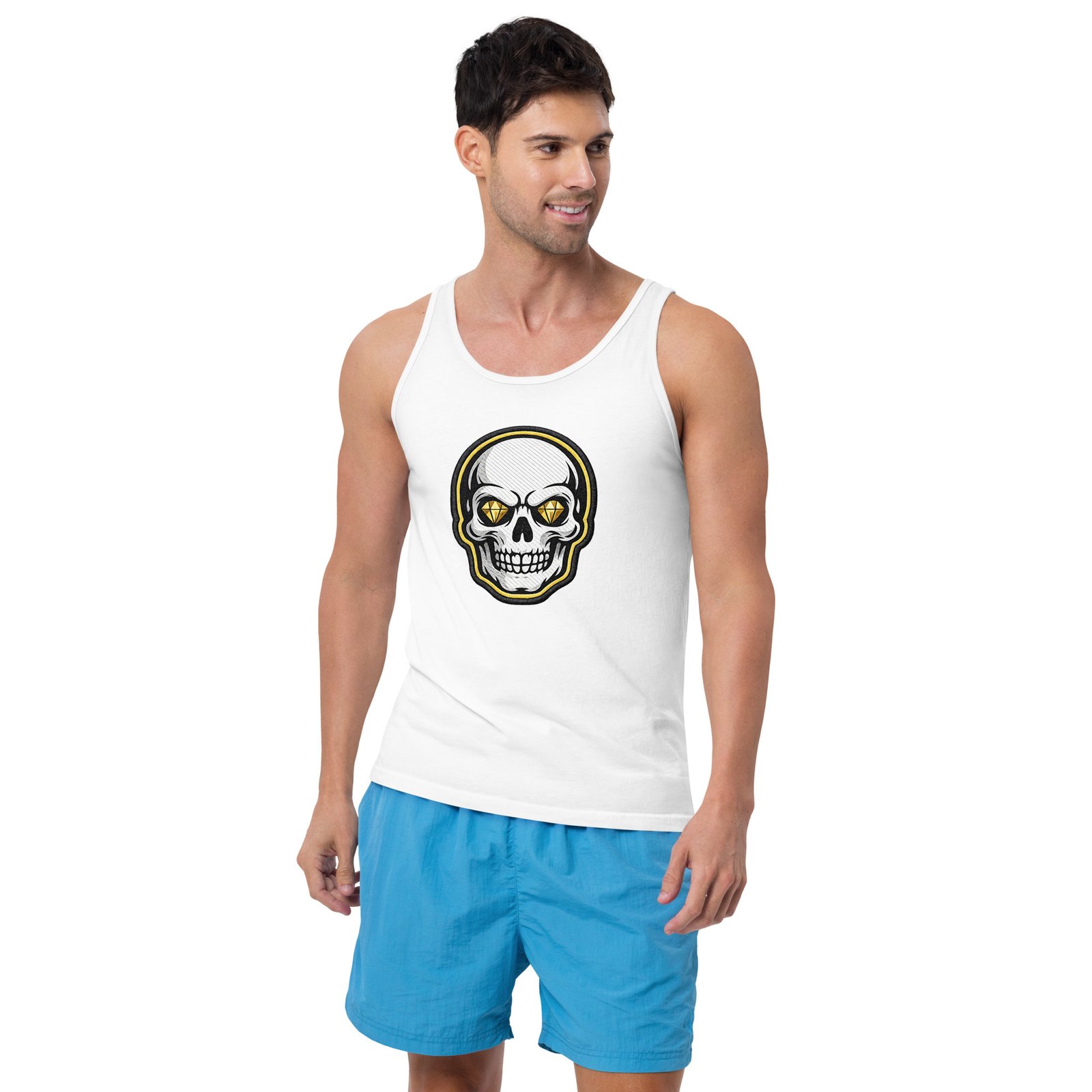 Męska koszulka na ramiączkach „Diamond Skull” – tank top z czaszką i diamentowymi oczami| Zarn.pl Męska koszulka na ramiączkach „Diamond Skull” – tank top z czaszką i diamentowymi oczami - obrazek 9