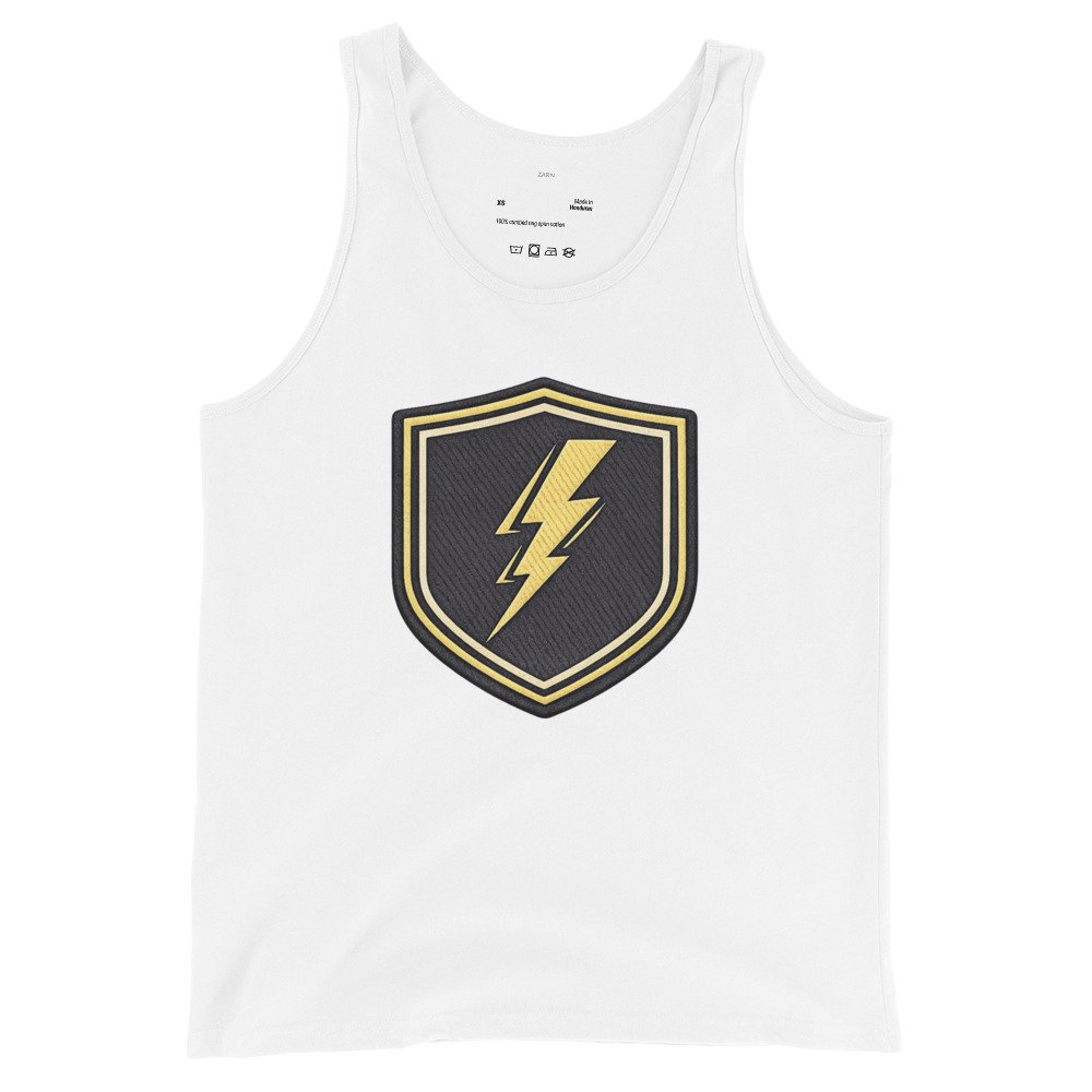 Męska koszulka na ramiączkach „Lightning Shield” – tank top z błyskawicą| Zarn.pl Męska koszulka na ramiączkach „Lightning Shield” – tank top z błyskawicą - obrazek 4