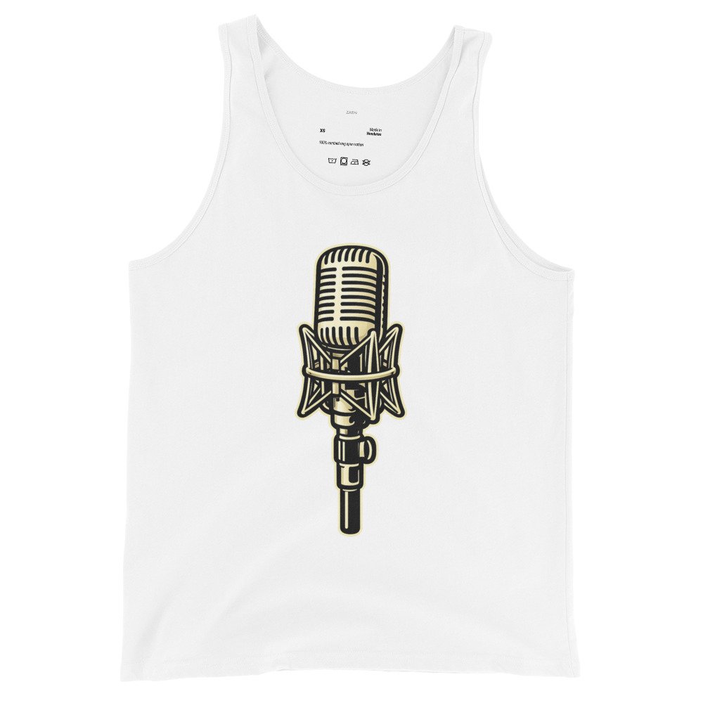 Męska koszulka na ramiączkach „Vintage Microphone” – tank top z mikrofonem studyjnym| Zarn.pl Męska koszulka na ramiączkach „Vintage Microphone” – tank top z mikrofonem studyjnym - obrazek 4