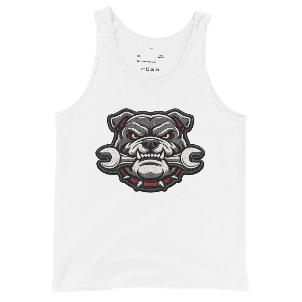 Męska koszulka na ramiączkach „Bulldog Mechanic” – tank top z buldogiem i kluczem| Zarn.pl Męska koszulka na ramiączkach „Bulldog Mechanic” – tank top z buldogiem i kluczem - obrazek 4