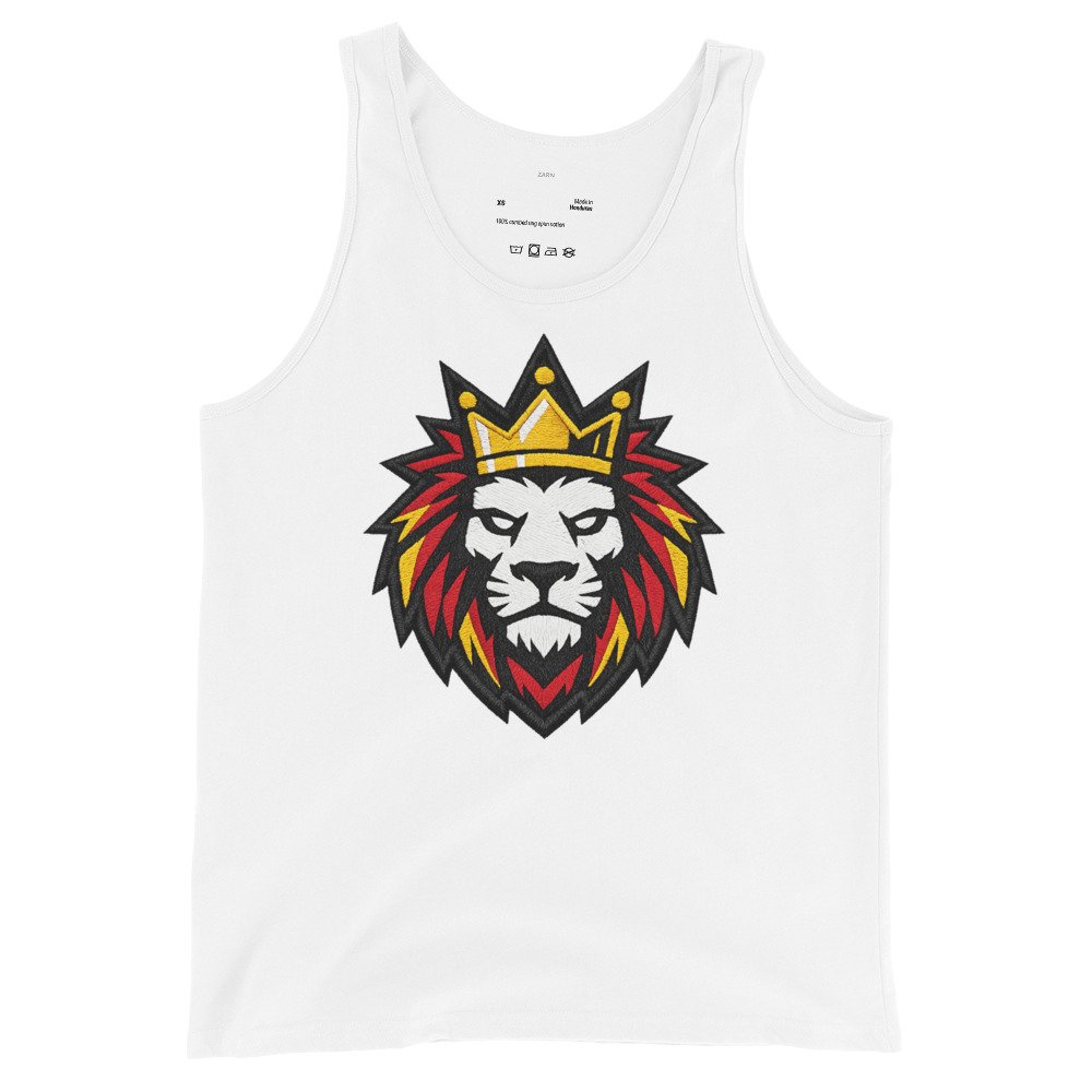 Męska koszulka na ramiączkach „King Lion” – tank top z lwem w koronie| Zarn.pl Męska koszulka na ramiączkach „King Lion” – tank top z lwem w koronie - obrazek 4