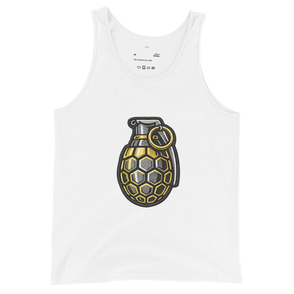 Męska koszulka na ramiączkach „Grenade Style” – tank top z grafiką granatu| Zarn.pl Męska koszulka na ramiączkach „Grenade Style” – tank top z grafiką granatu - obrazek 4