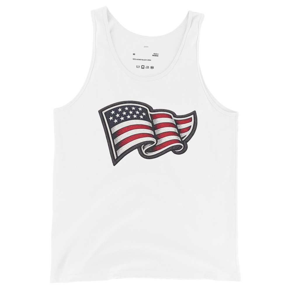Męska koszulka na ramiączkach z flagą USA – tank top patriotyczny American Style| Zarn.pl Męska koszulka na ramiączkach z flagą USA – tank top patriotyczny American Style - obrazek 4